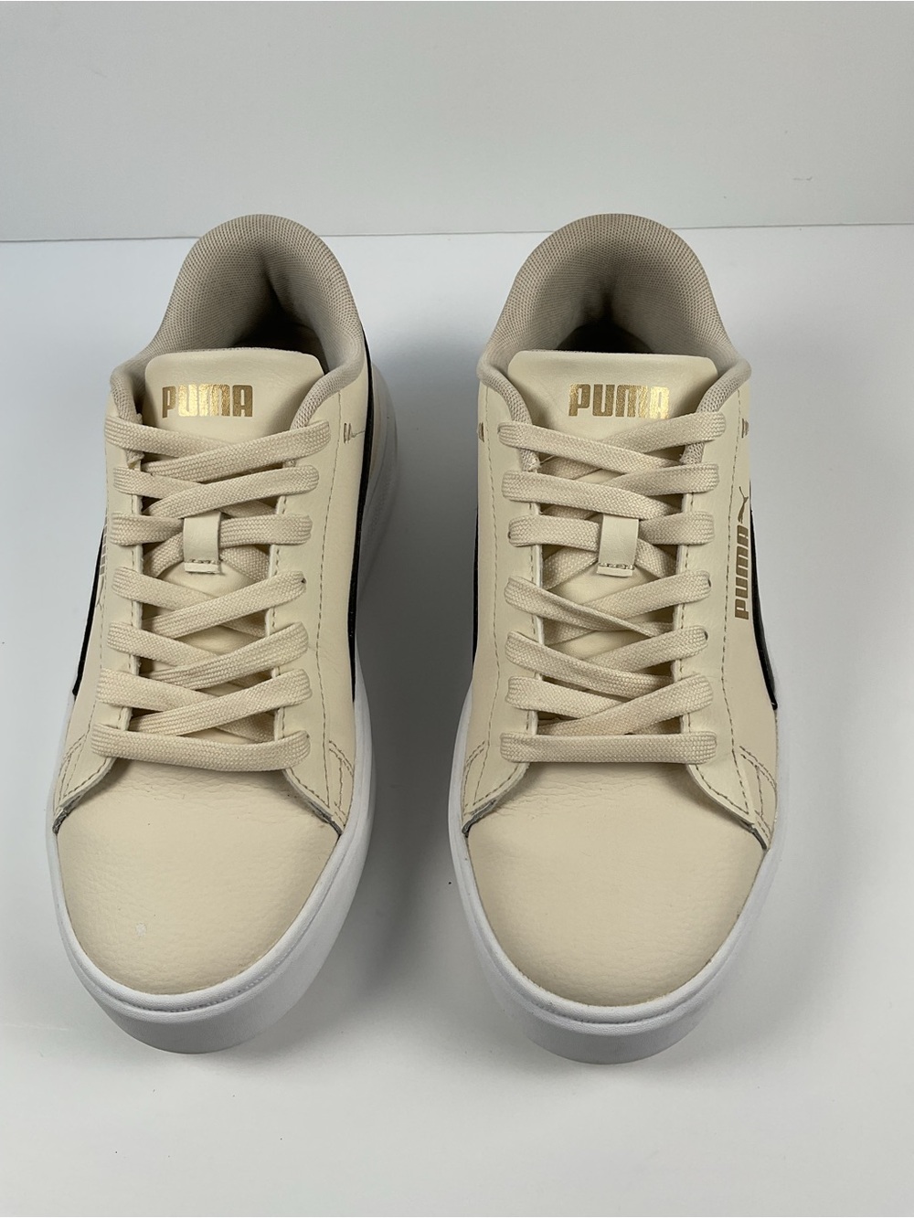 Puma Smash Platform V3 Women Sneakers Cream Black Size 8 Casual Shoes - Picture 4 of 10